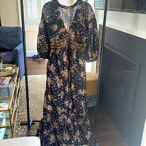 Free People long dress size Medium black/tan/brown